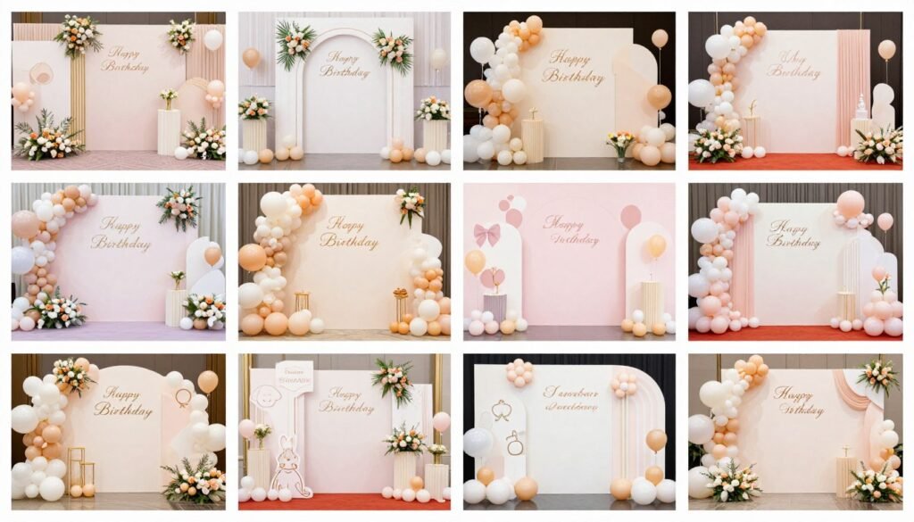 Collection of different backdrop styles for various occasions Collection of different backdrop styles for various occasions