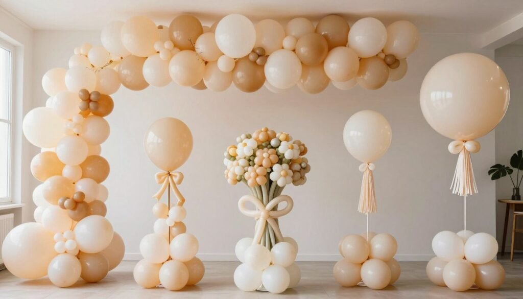 Collection of different balloon decoration styles for bridal showers