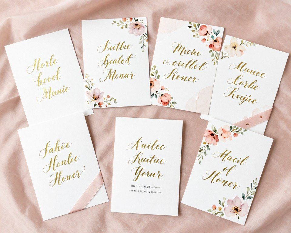 Collection of elegant maid of honor proposal cards with calligraphy Collection of elegant maid of honor proposal cards with calligraphy