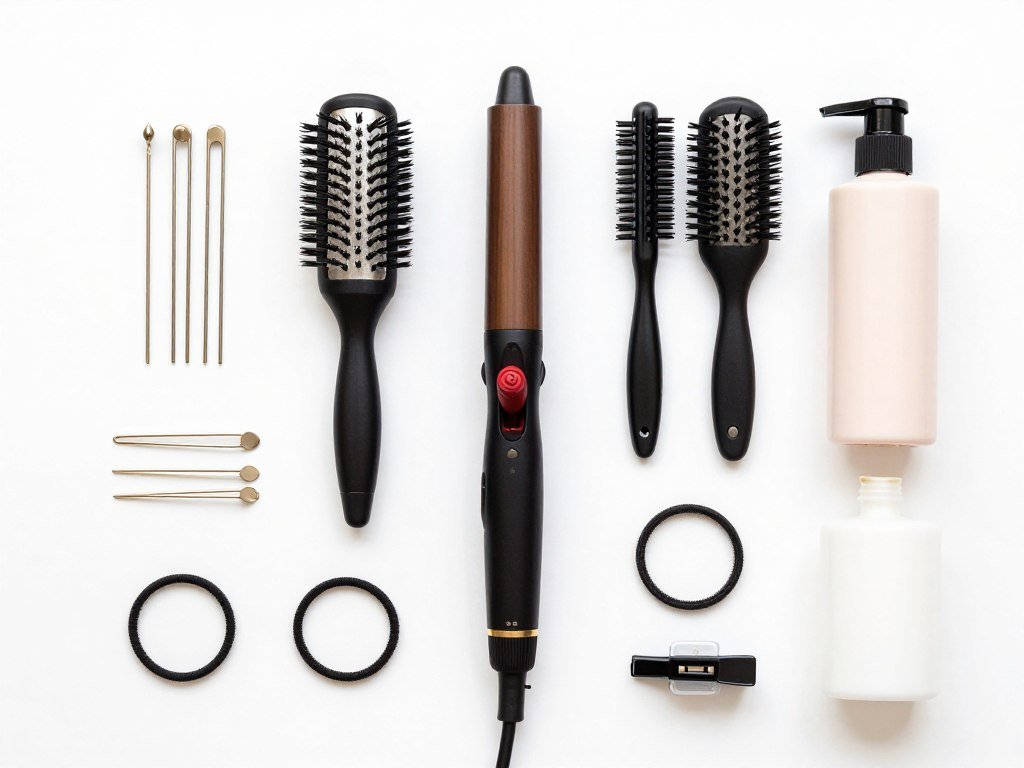 Collection of essential hair styling tools