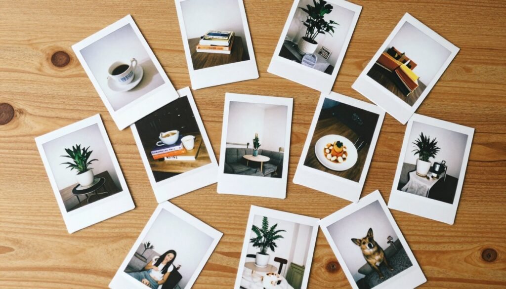 Collection of polaroid pictures showing everyday moments Collection of polaroid pictures showing everyday moments