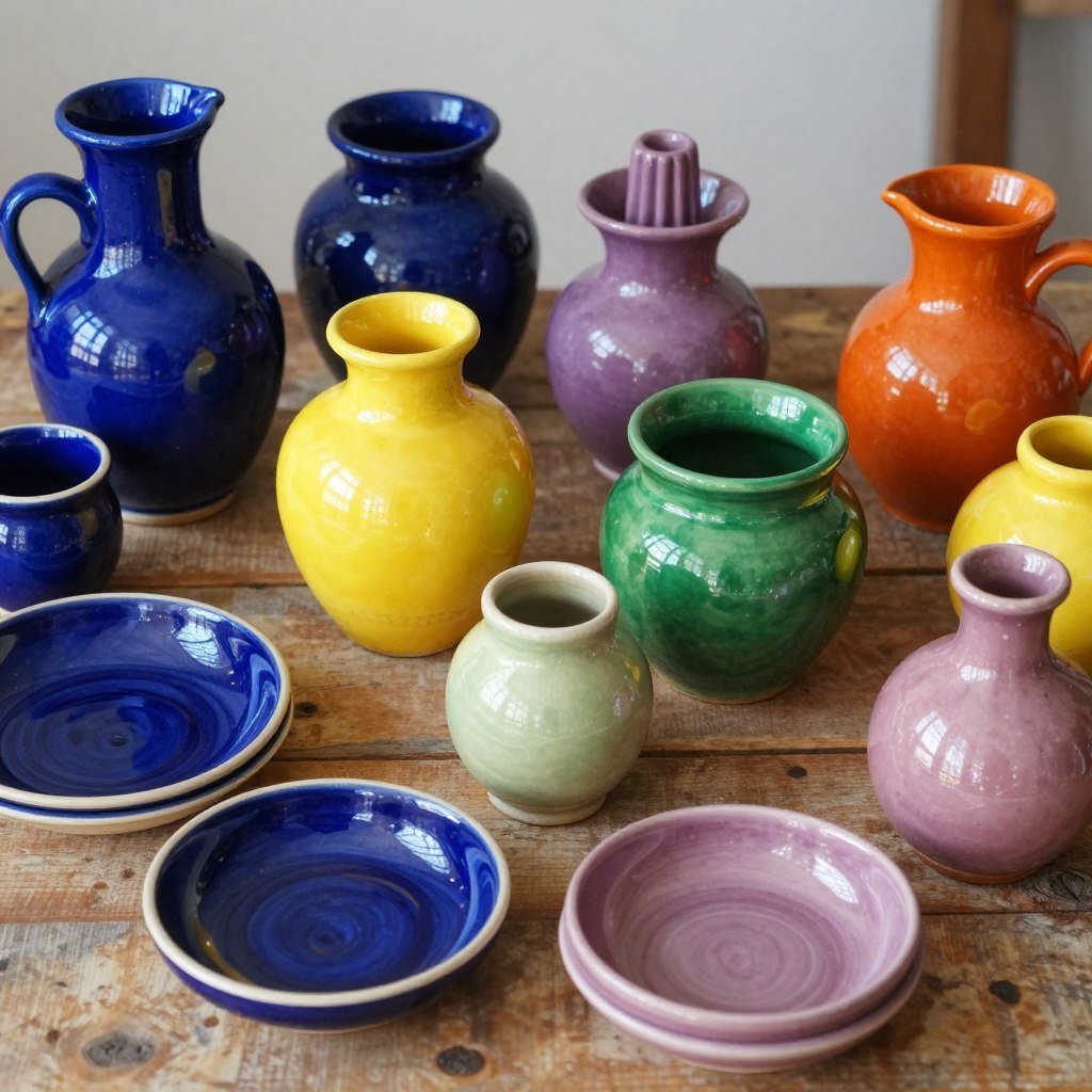 Colorful Talavera pottery displaying the full spectrum of traditional colors including yellows, greens and oranges Colorful Talavera pottery displaying the full spectrum of traditional colors including yellows, greens and oranges