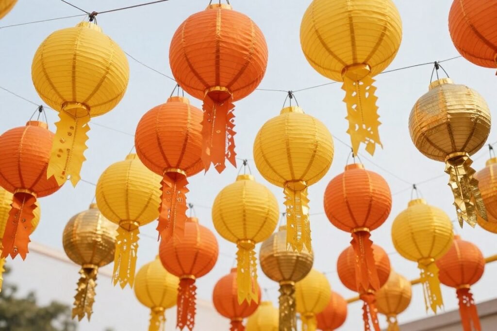 Colorful paper lanterns for haldi decoration