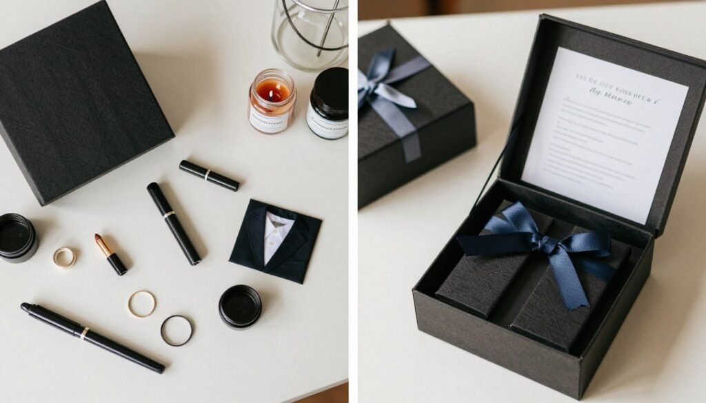 Comparison of DIY and pre-made groomsmen proposal boxes side by side