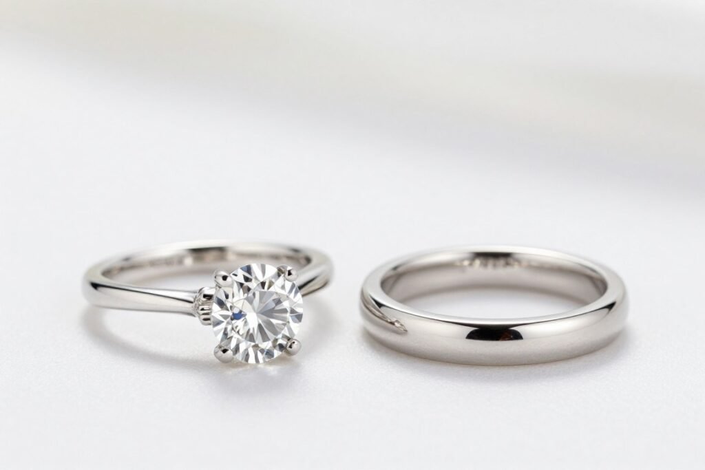 Complete bridal set with engagement ring and wedding band Complete bridal set with engagement ring and wedding band