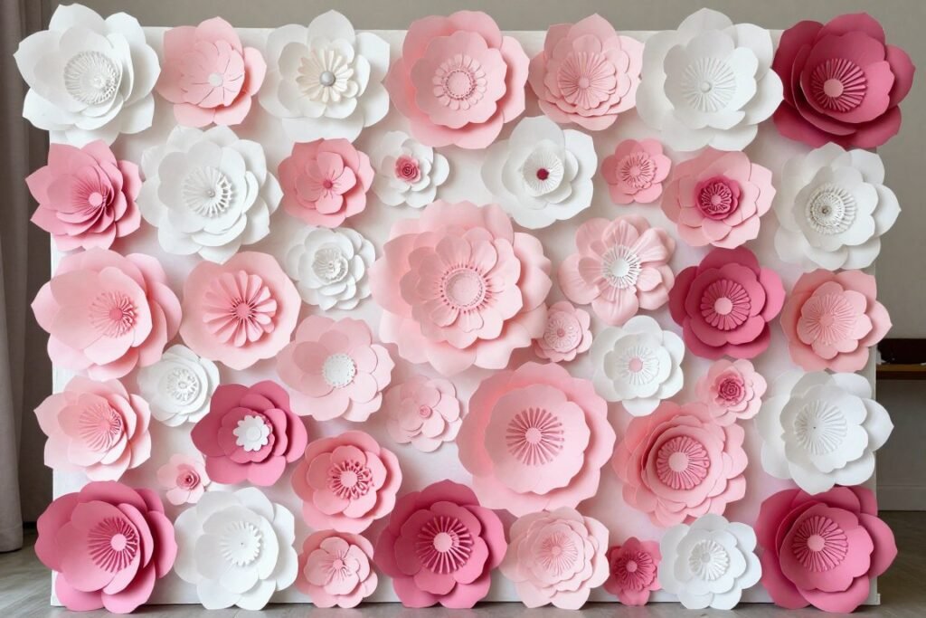 Complex DIY flower wall installation