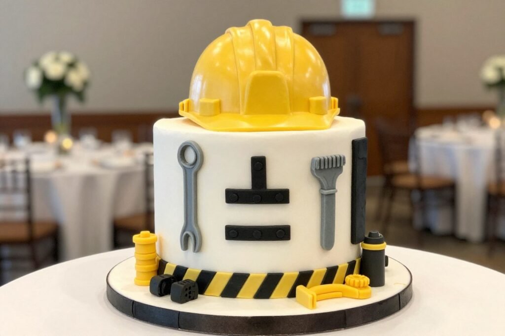 Construction themed grooms cake with tools