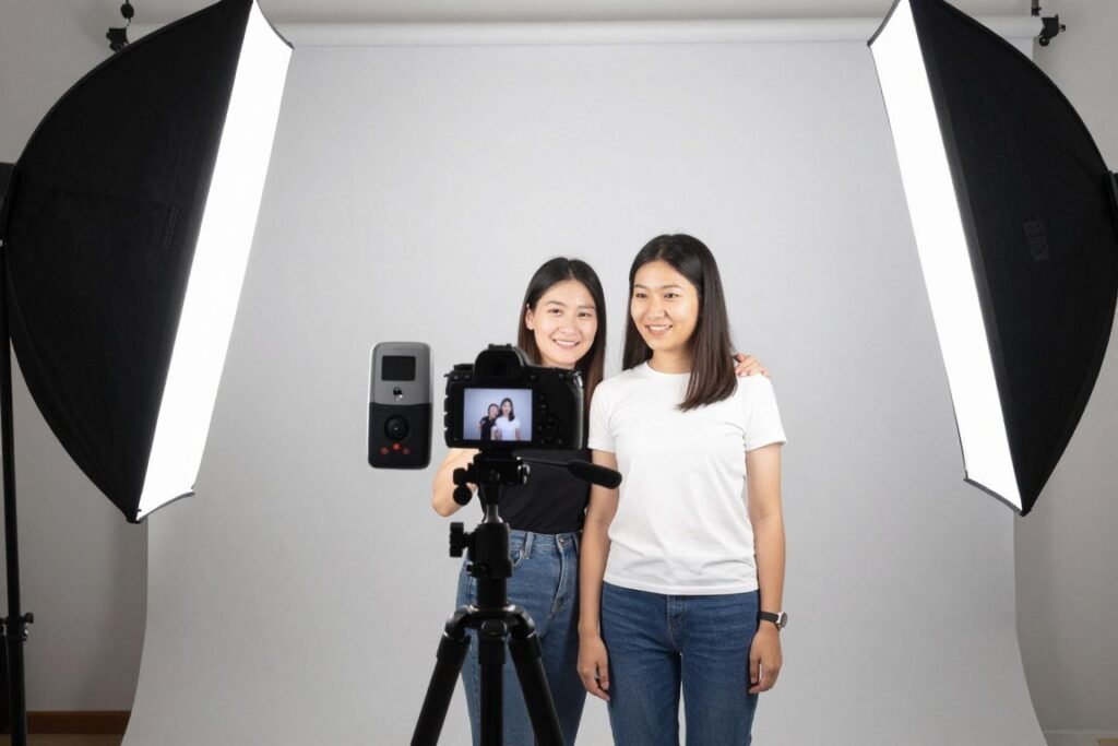 DIY anniversary photo shoot setup