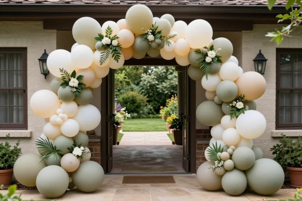 DIY balloon arch for backyard wedding