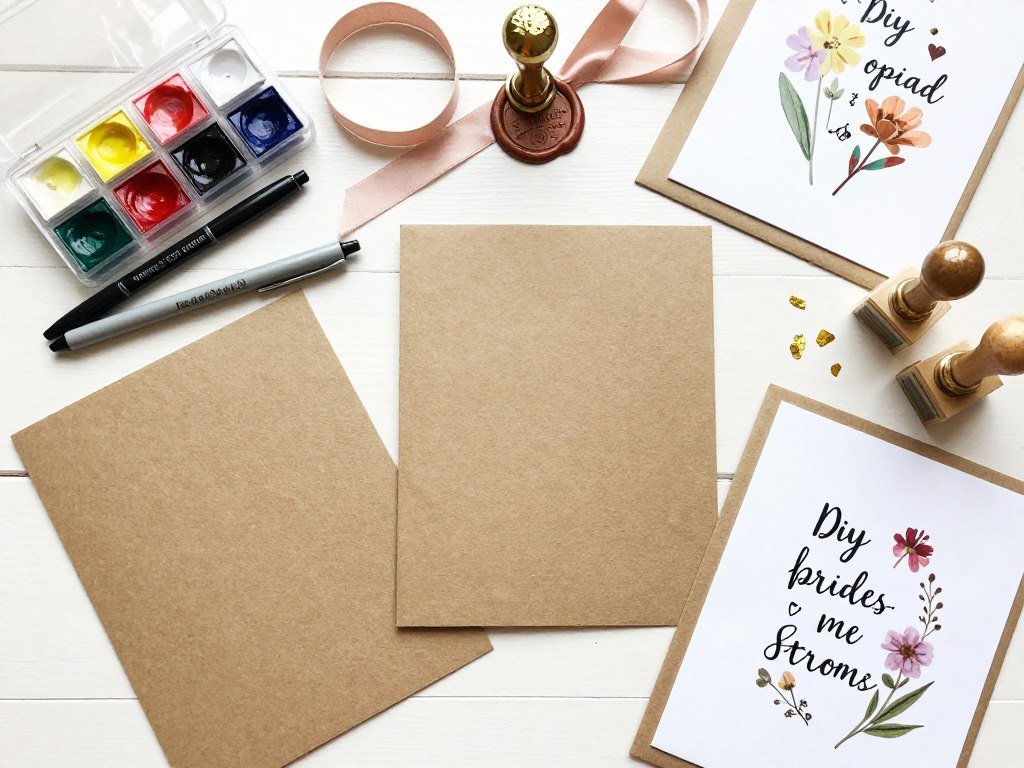 DIY bridesmaid proposal card crafting supplies and materials arranged on workspace