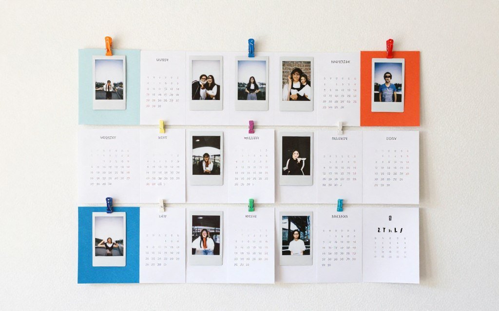 DIY calendar with polaroid pictures for each month DIY calendar with polaroid pictures for each month