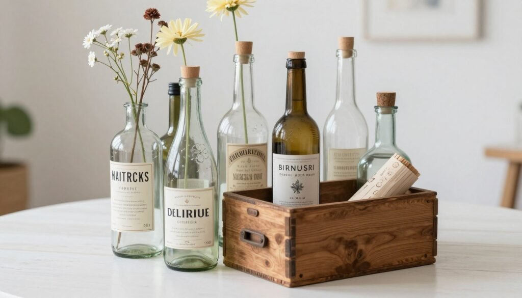 DIY cocktail table centerpiece with repurposed items and creative elements