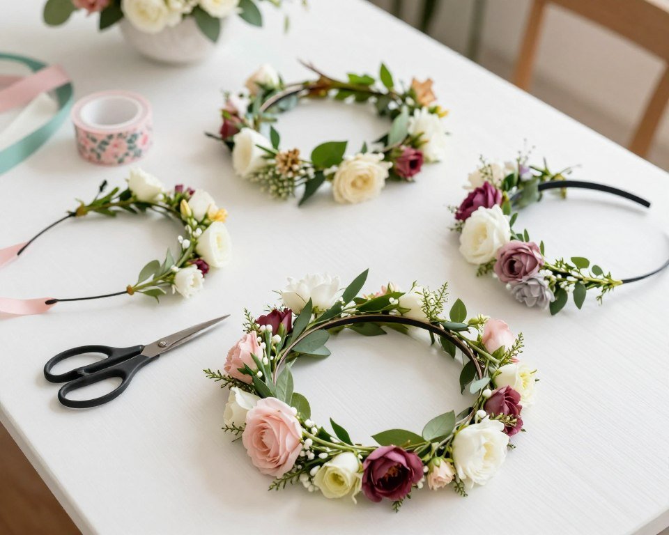 DIY flower crown making station