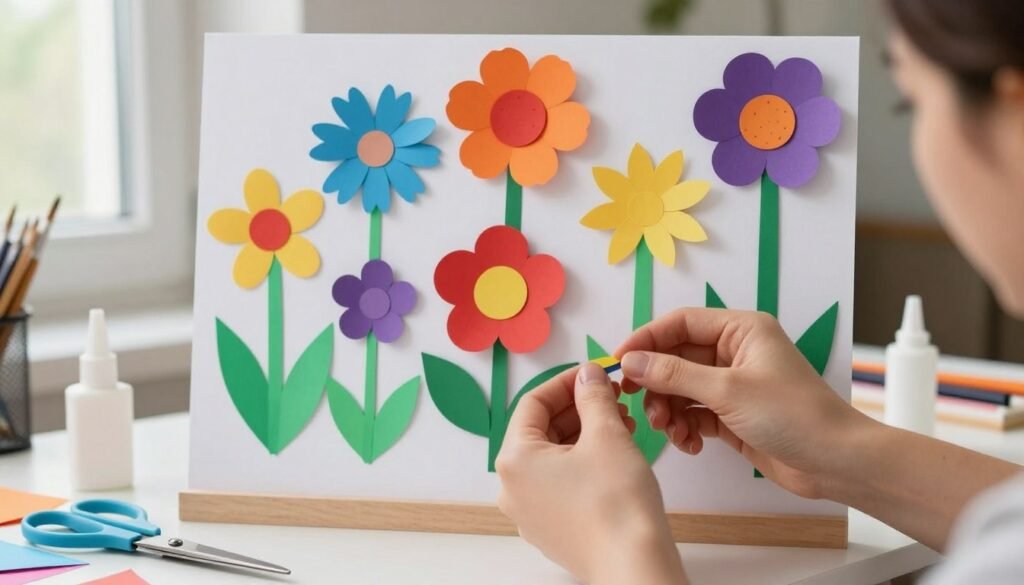 DIY paper flower backdrop being created by hand DIY paper flower backdrop being created by hand