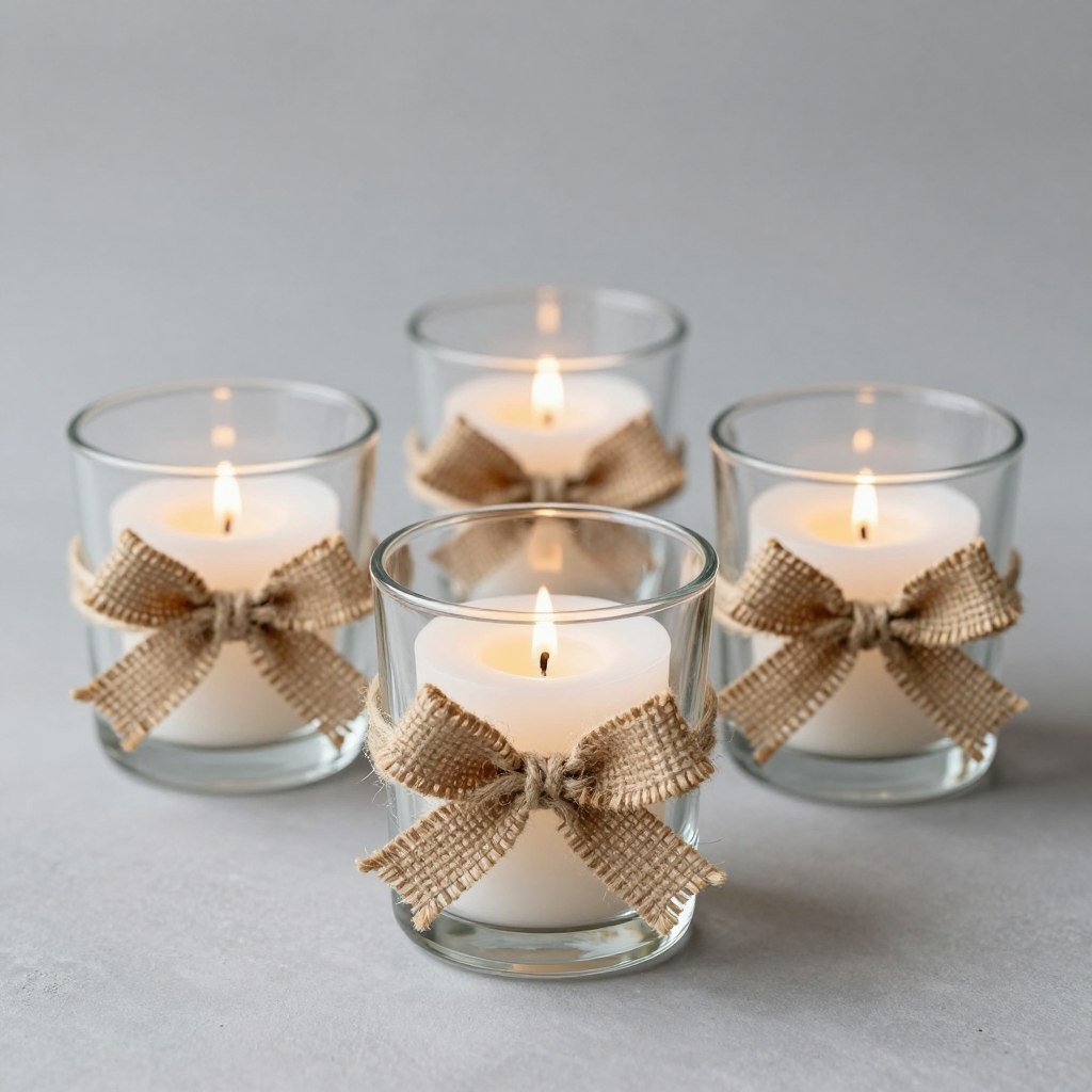 DIY twine-wrapped votive candle holders
