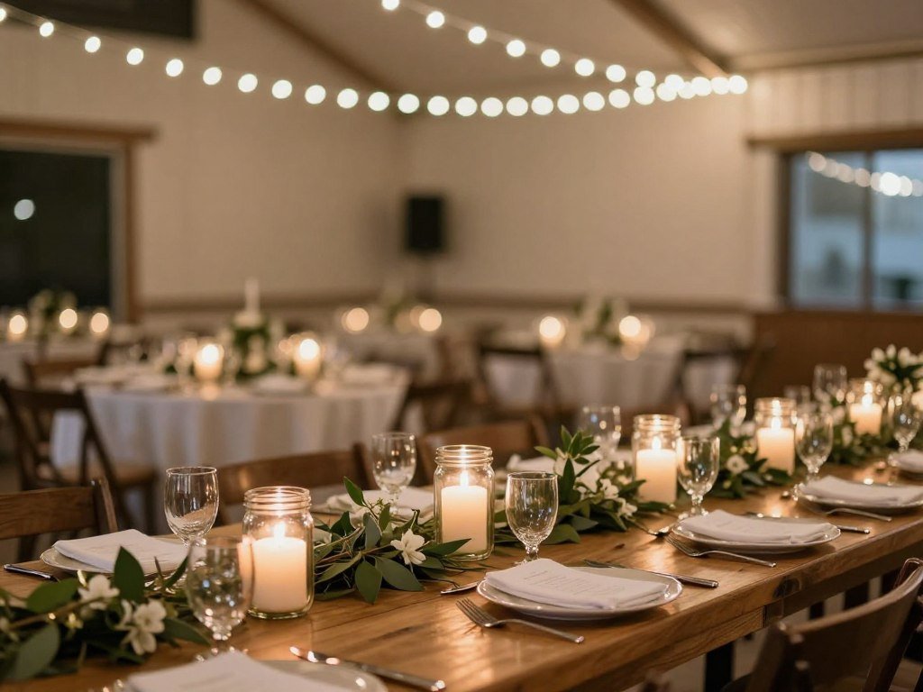 DIY wedding decor ideas affordable centerpieces string lights