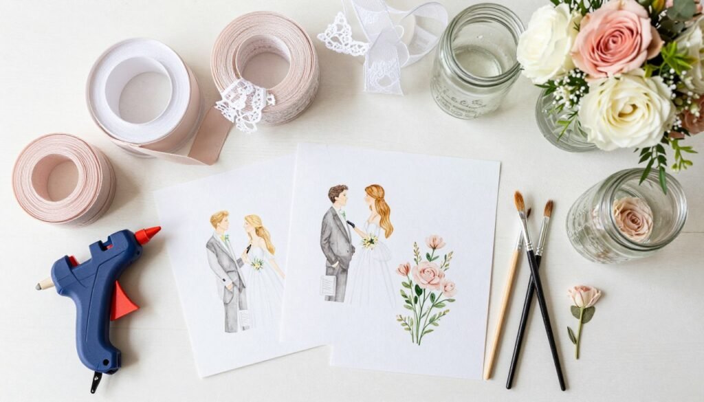 DIY wedding decoration supplies and finished projects