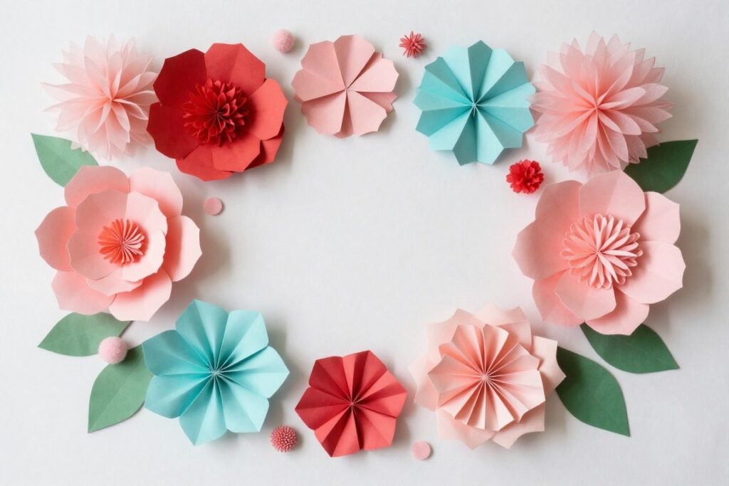 DIY wedding paper decorations in wedding colors