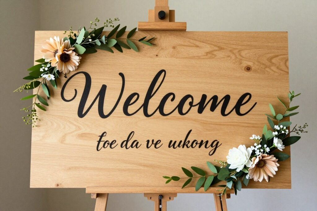 DIY wedding welcome sign with calligraphy