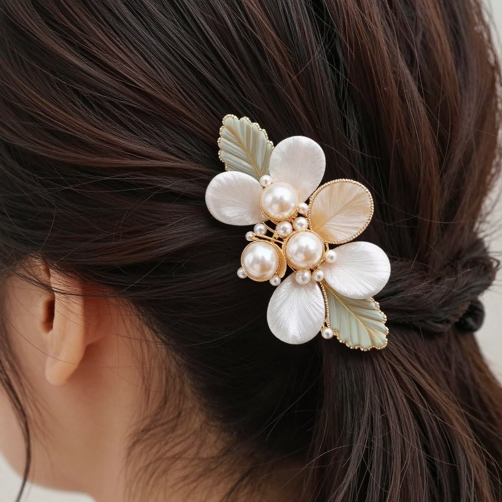 Decorative barrette in hair