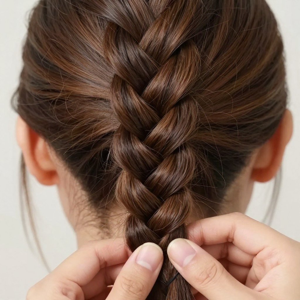 Detail of fishtail braid pattern showing unique weaving technique for bridesmaids