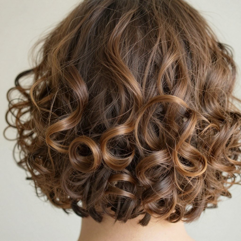 Detail of short bob curl formation showing technique for shorter hair lengths