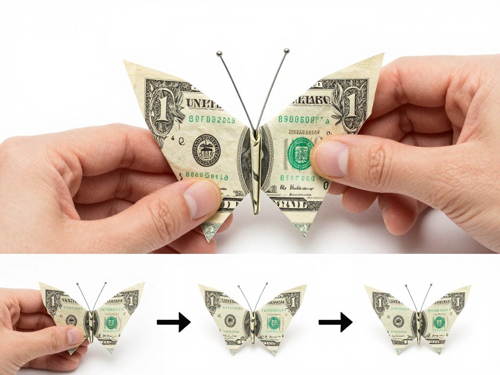 Detailed money butterfly folding technique
