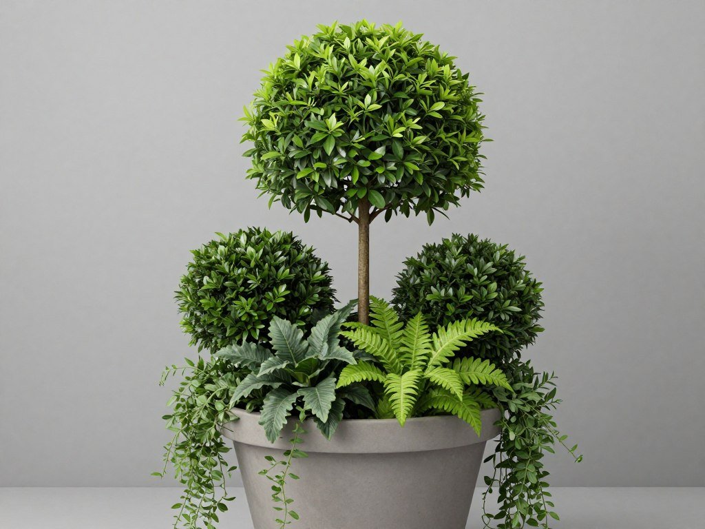 Diagram showing the thriller, filler, spiller approach in a tall planter with labeled plant examples Diagram showing the thriller, filler, spiller approach in a tall planter with labeled plant examples