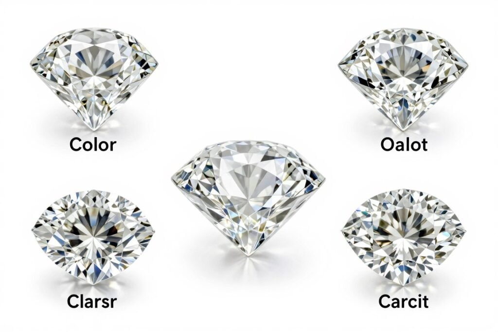 Diamond quality chart showing the four Cs Diamond quality chart showing the four Cs