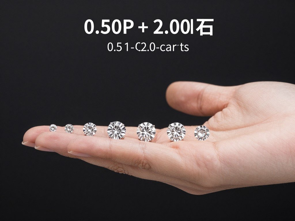 Different carat weights displayed showing size progression Different carat weights displayed showing size progression
