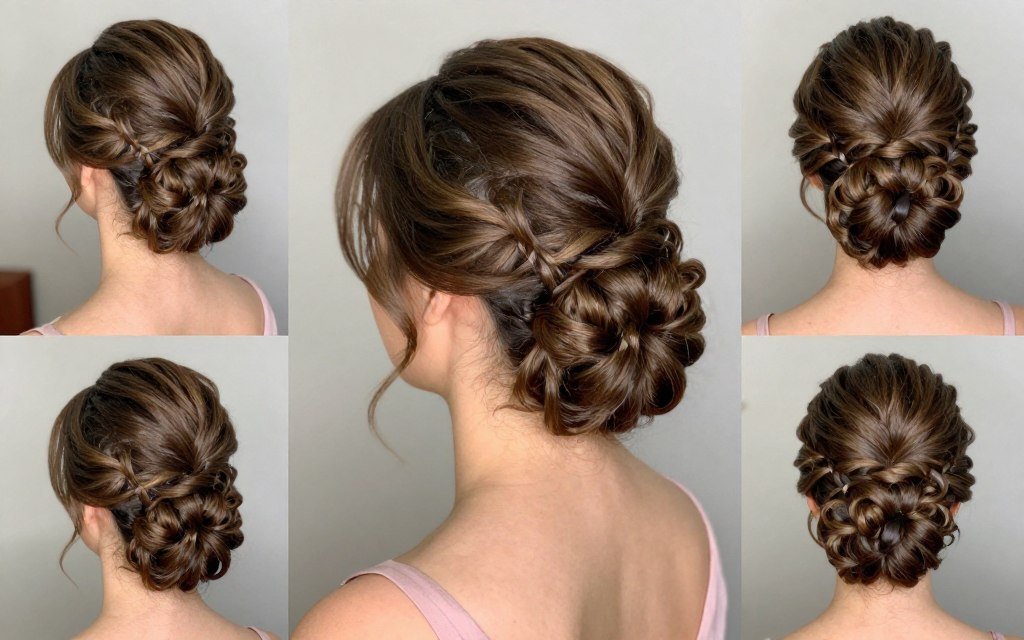 Dimensional bridesmaid hairstyle with depth for photography Dimensional bridesmaid hairstyle with depth for photography