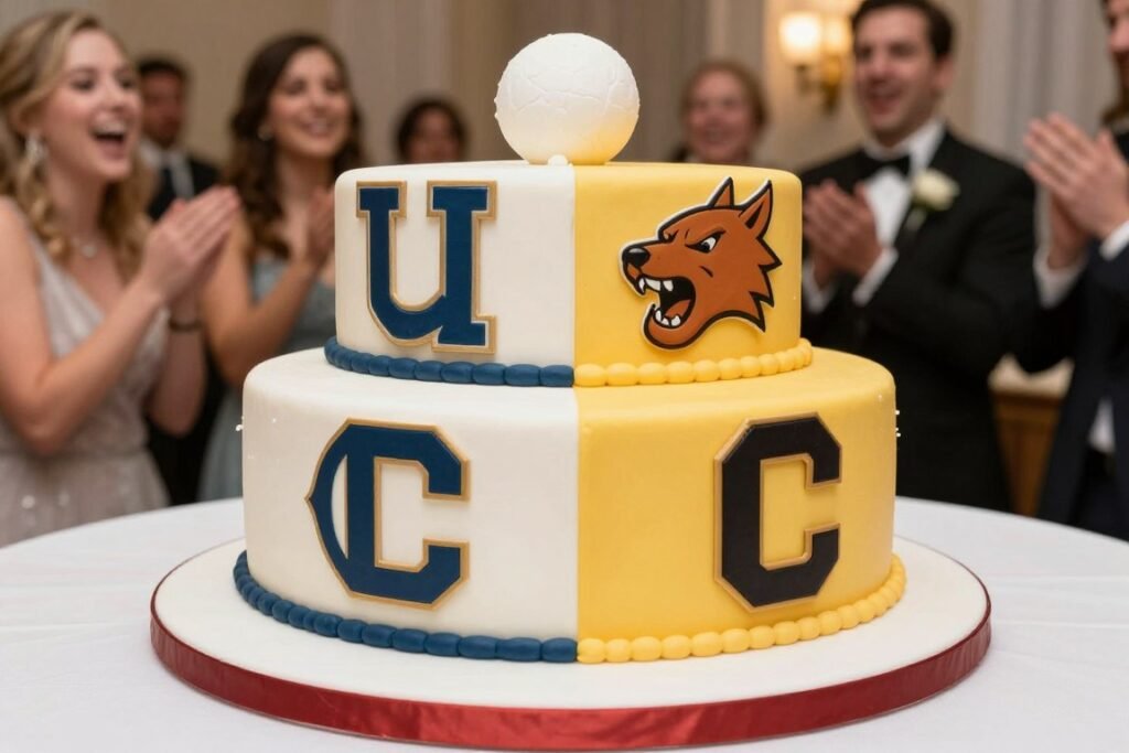 Dual college rivalry grooms cake