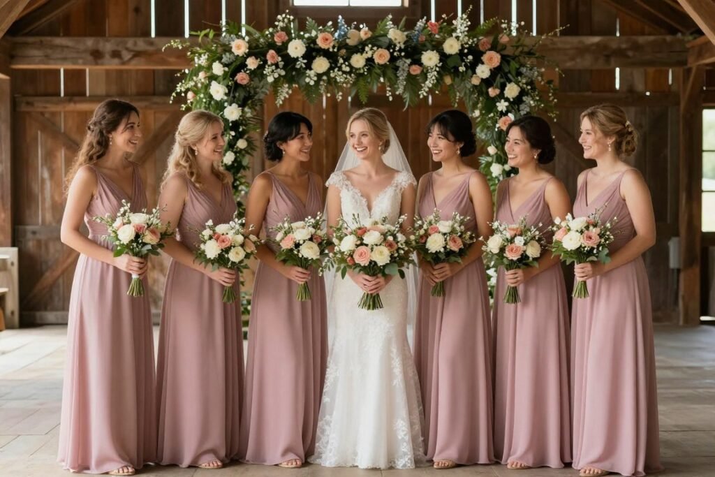 Dusty rose dress barn wedding spring