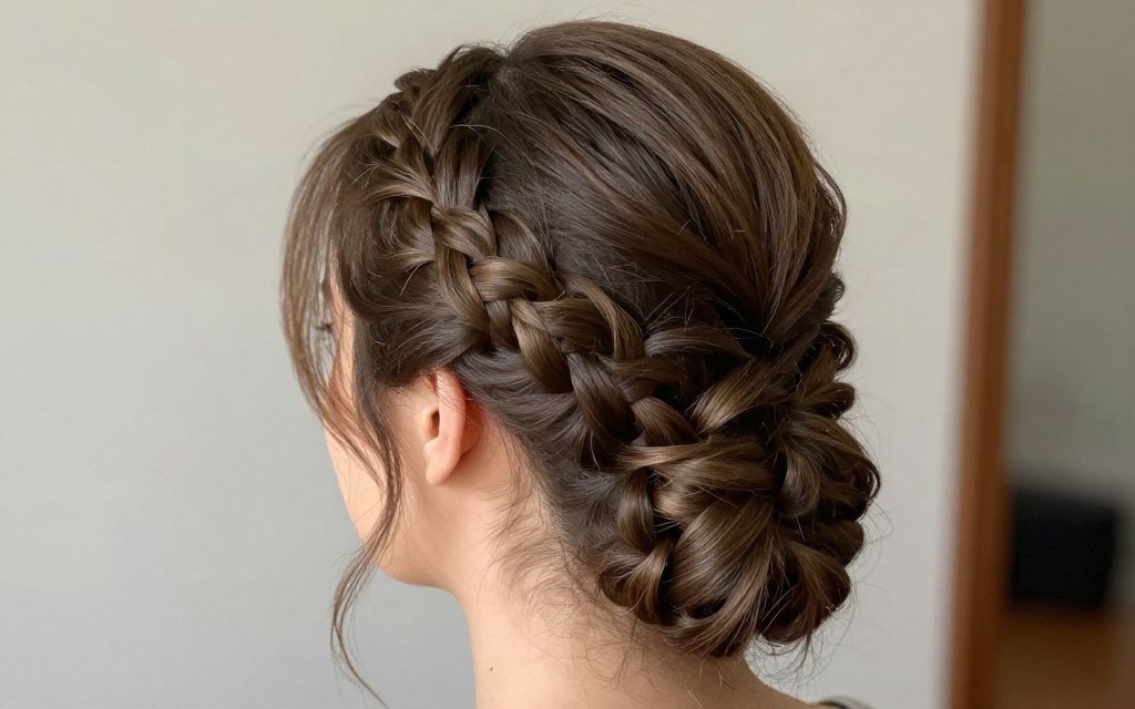 Dutch braid bridesmaid hairstyle with raised three-dimensional effect Dutch braid bridesmaid hairstyle with raised three-dimensional effect