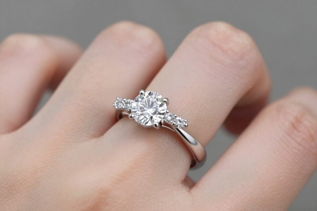 East-west setting engagement ring with horizontal diamond East-west setting engagement ring with horizontal diamond