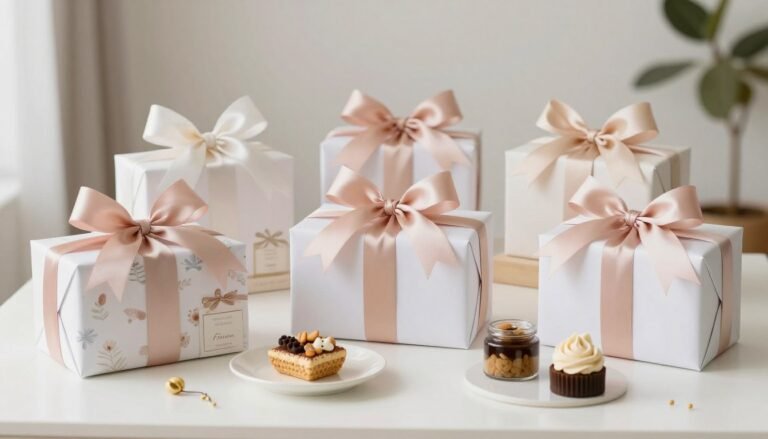 Elegant bridal shower prize ideas displayed on table