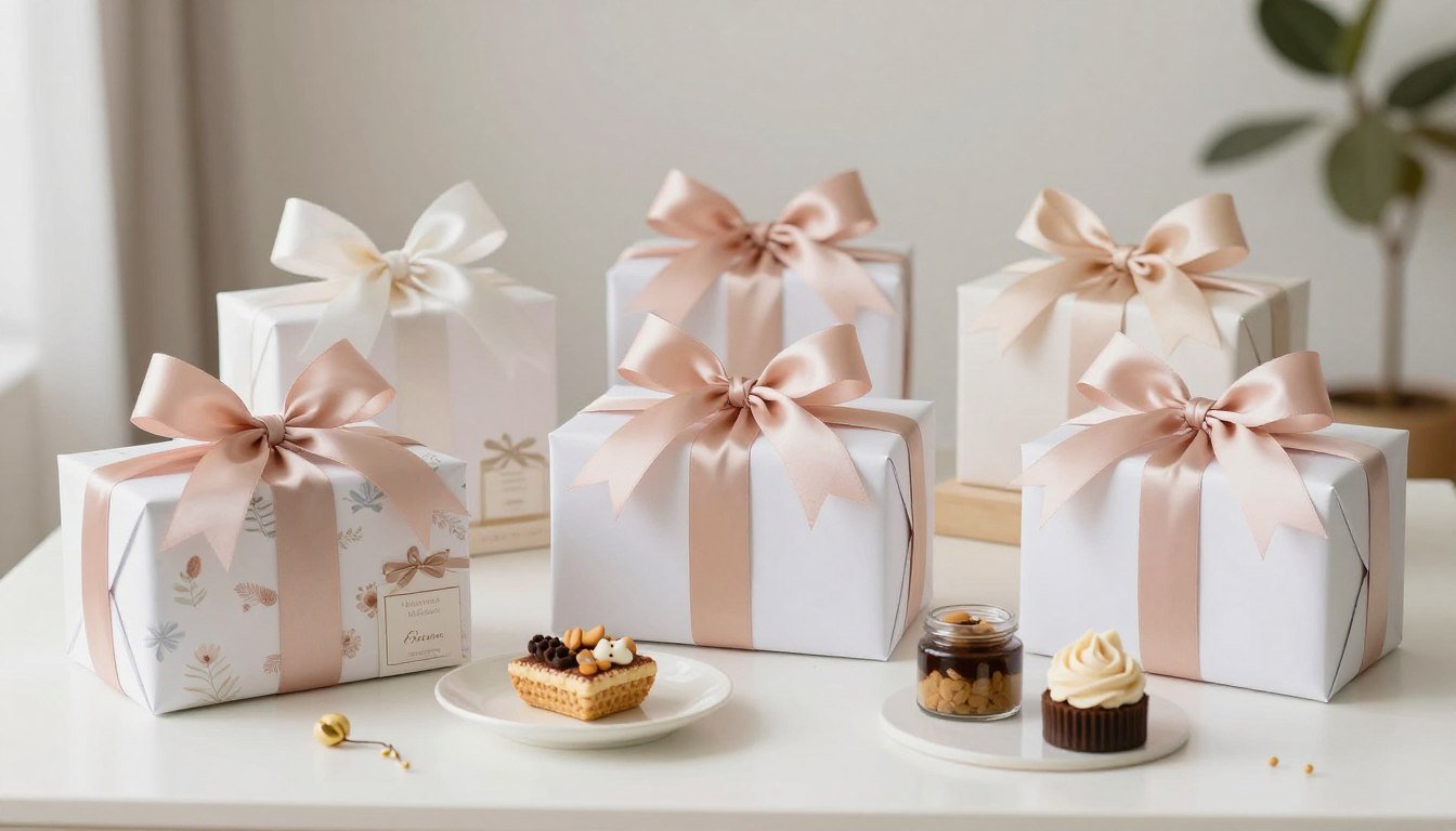 Elegant bridal shower prize ideas displayed on table