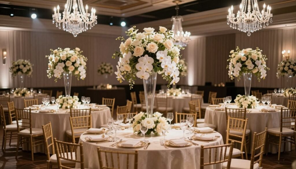 Elegant luxury ballroom wedding reception