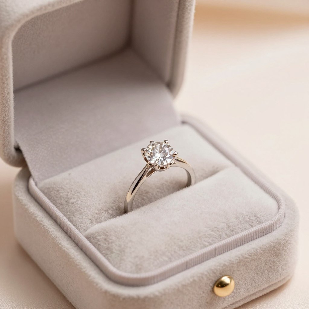 Elegant ring box with diamond engagement ring inside Elegant ring box with diamond engagement ring inside