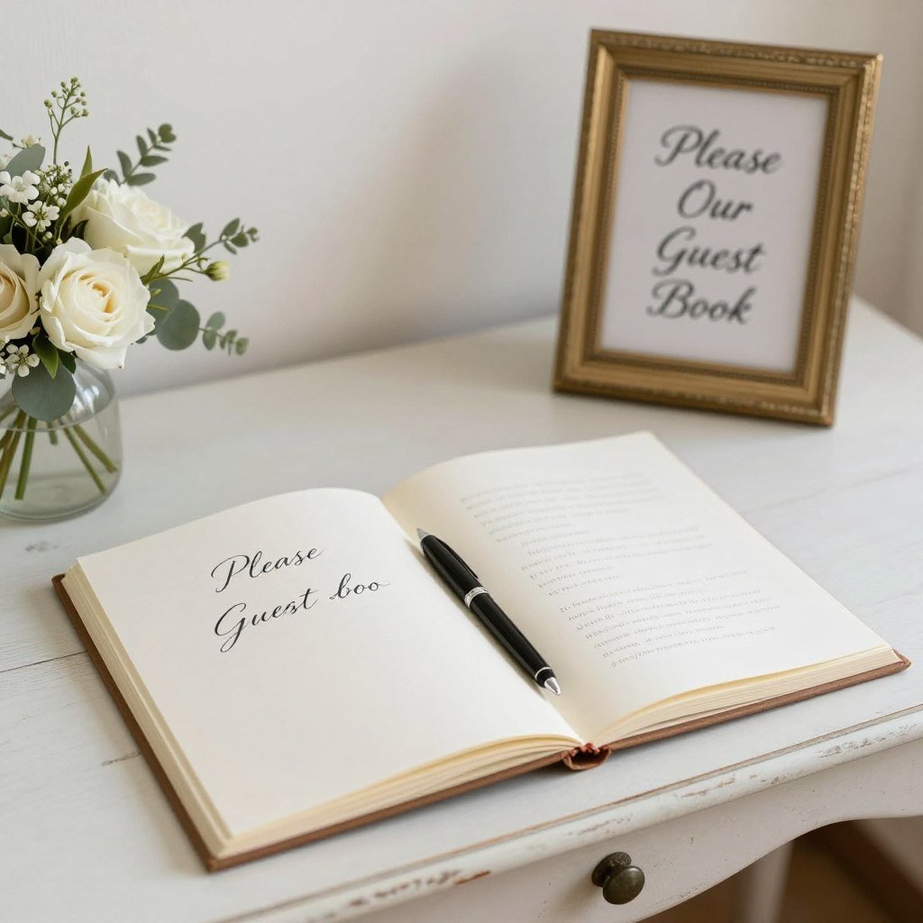 Elegant wedding guest book display table