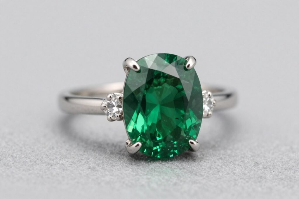Emerald engagement ring with green gemstone Emerald engagement ring with green gemstone