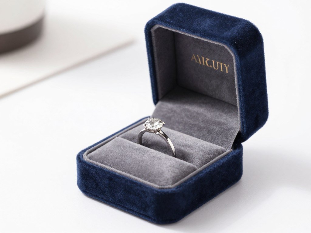 Engagement ring in protective jewelry box Engagement ring in protective jewelry box