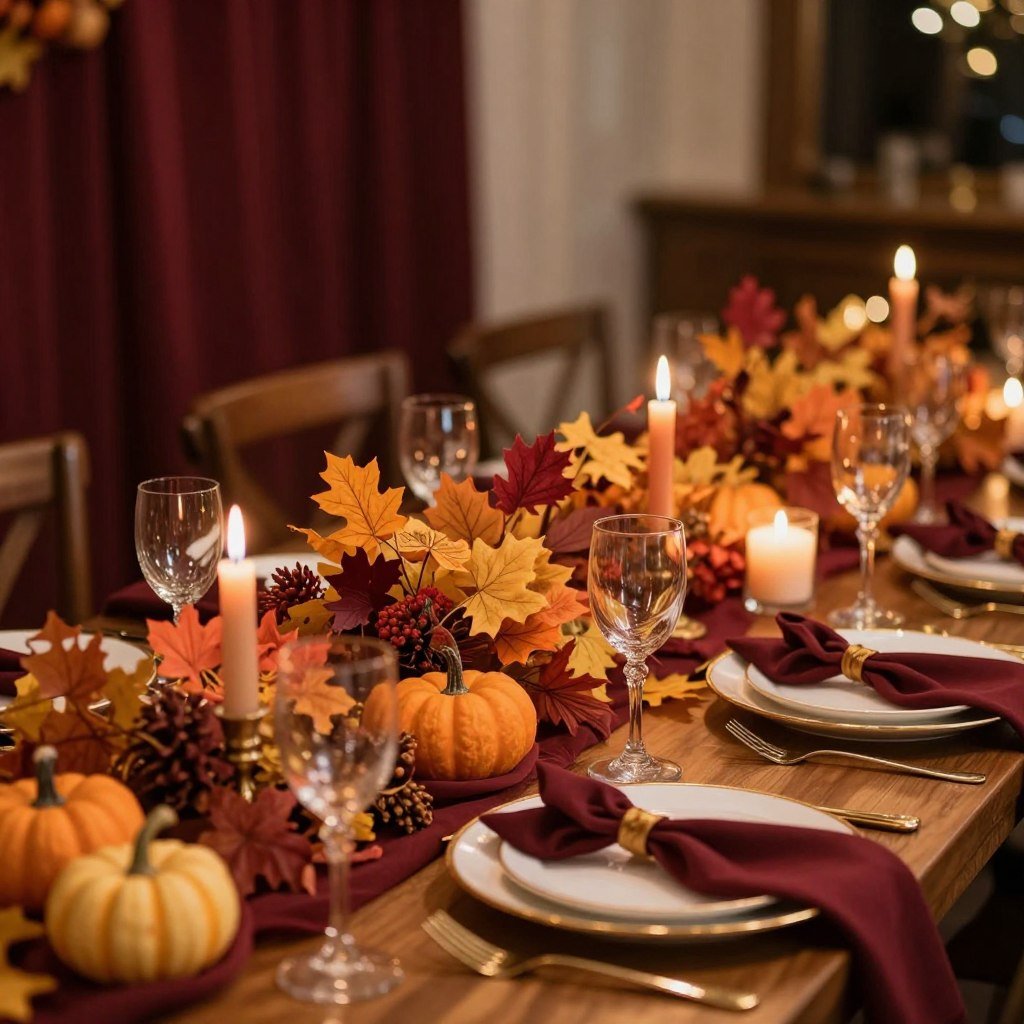 Fall engagement party with rich colors and autumn elements