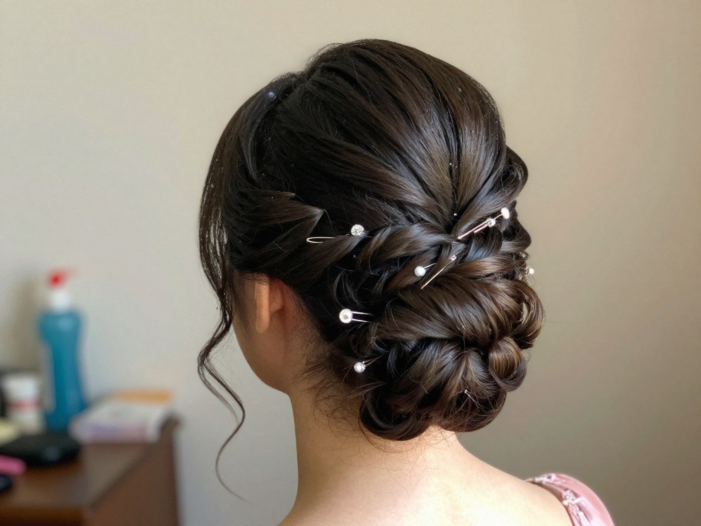 Faux updo for short bridesmaid hair