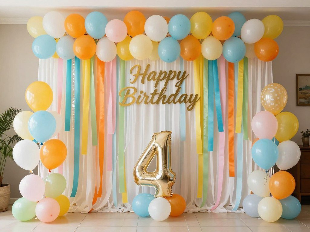 Festive birthday backdrop with age number and celebratory decorations Festive birthday backdrop with age number and celebratory decorations