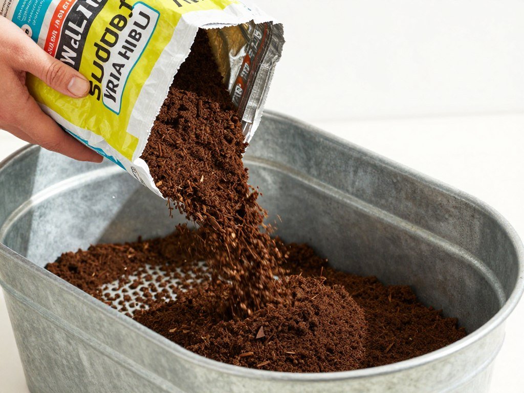 Filling a galvanized tub with quality potting soil