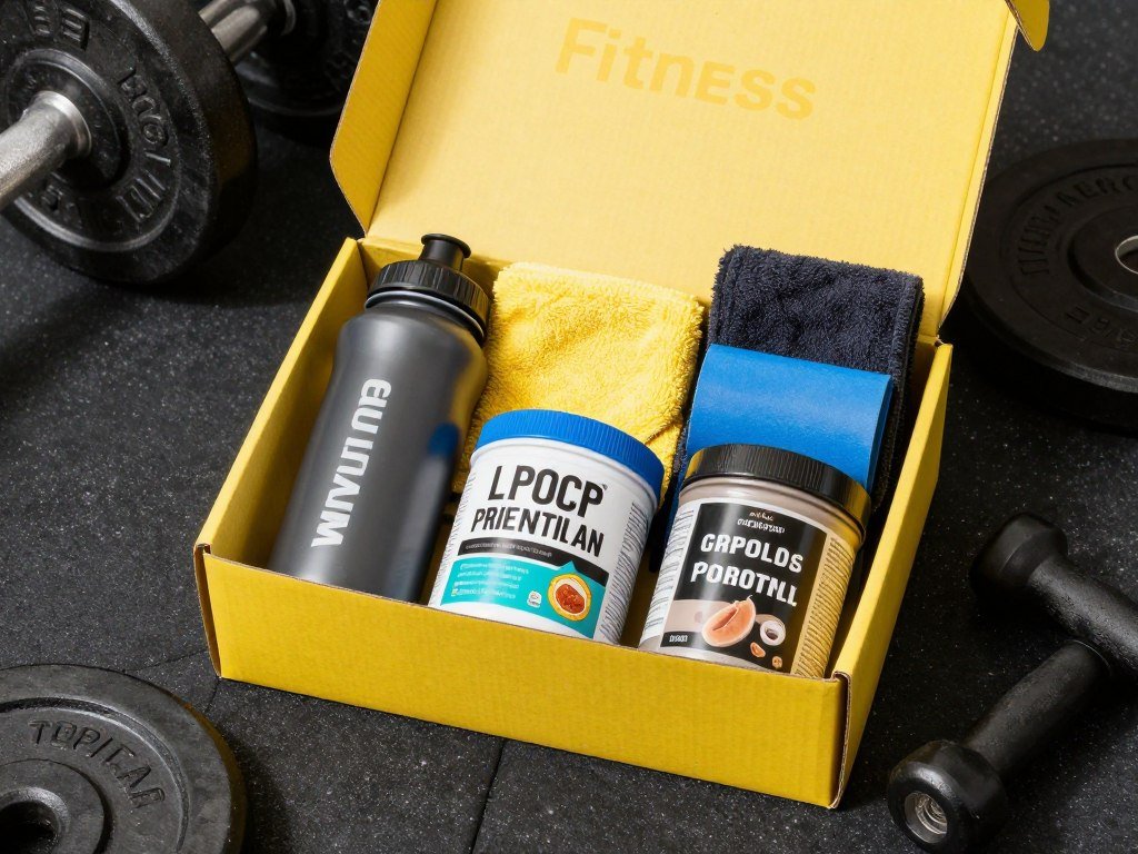 Fitness themed groomsmen proposal box with gym accessories