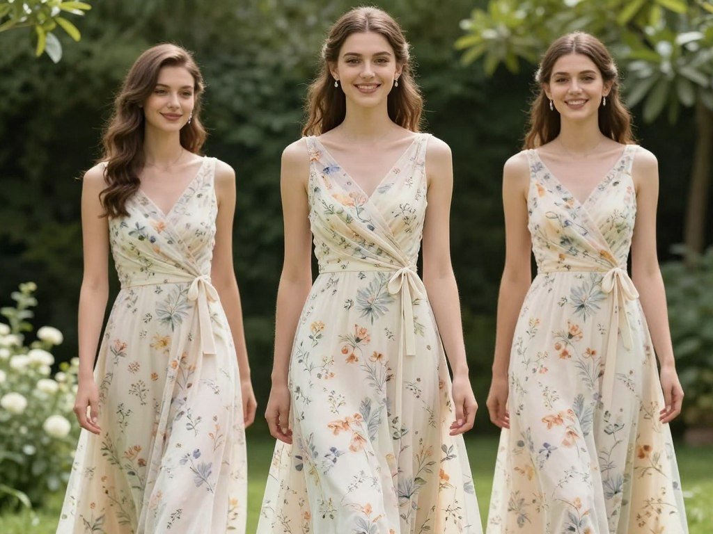 Floral print bridesmaid dress garden party
