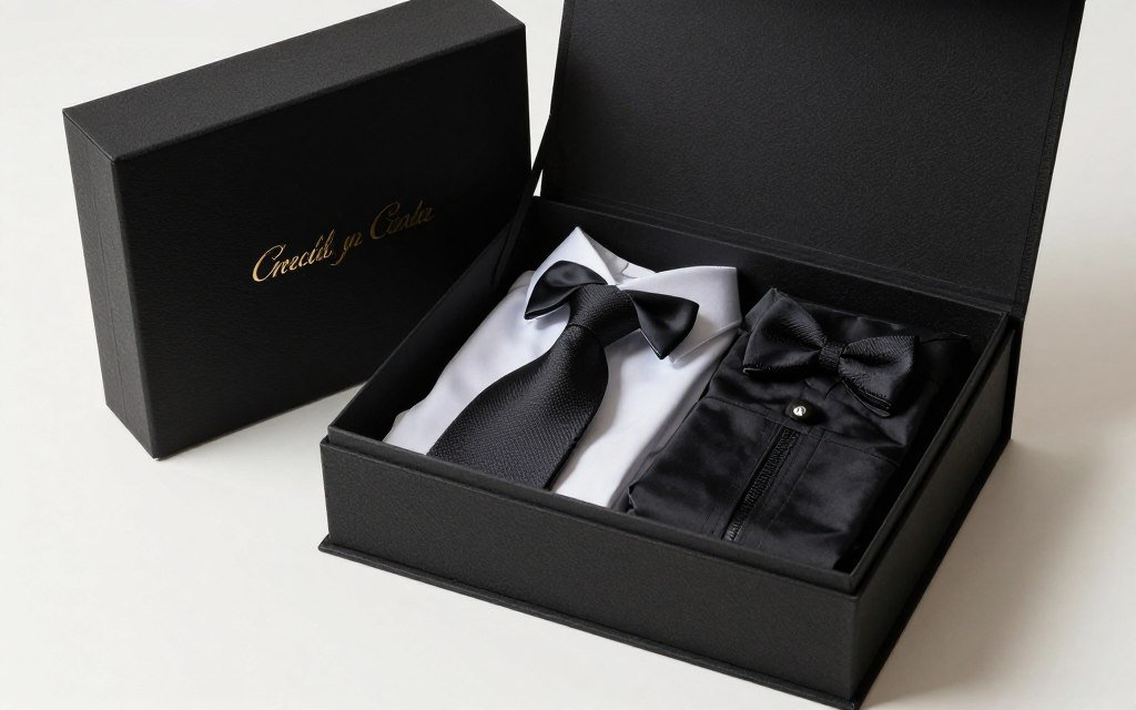 Formal black-tie wedding groomsmen gift boxes