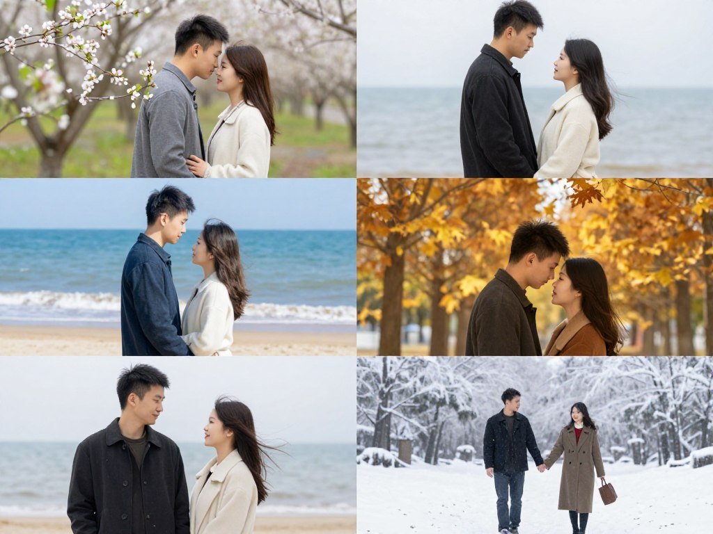Four seasons proposal concepts in one artistic composition